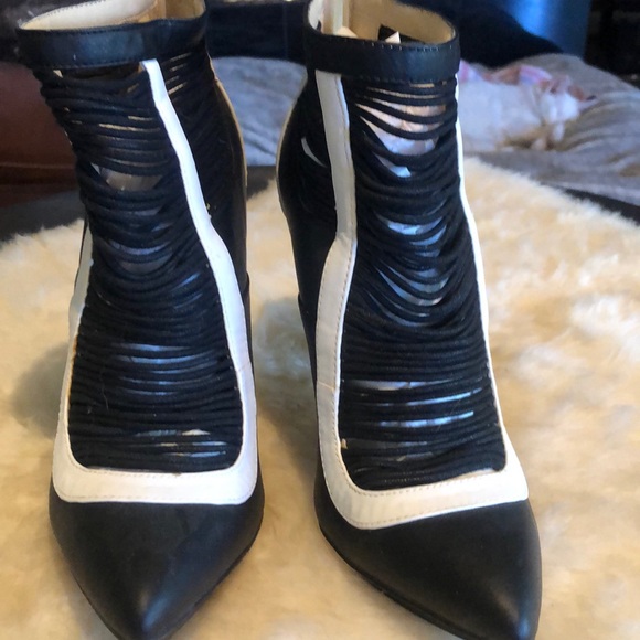Unique looking black and white booties